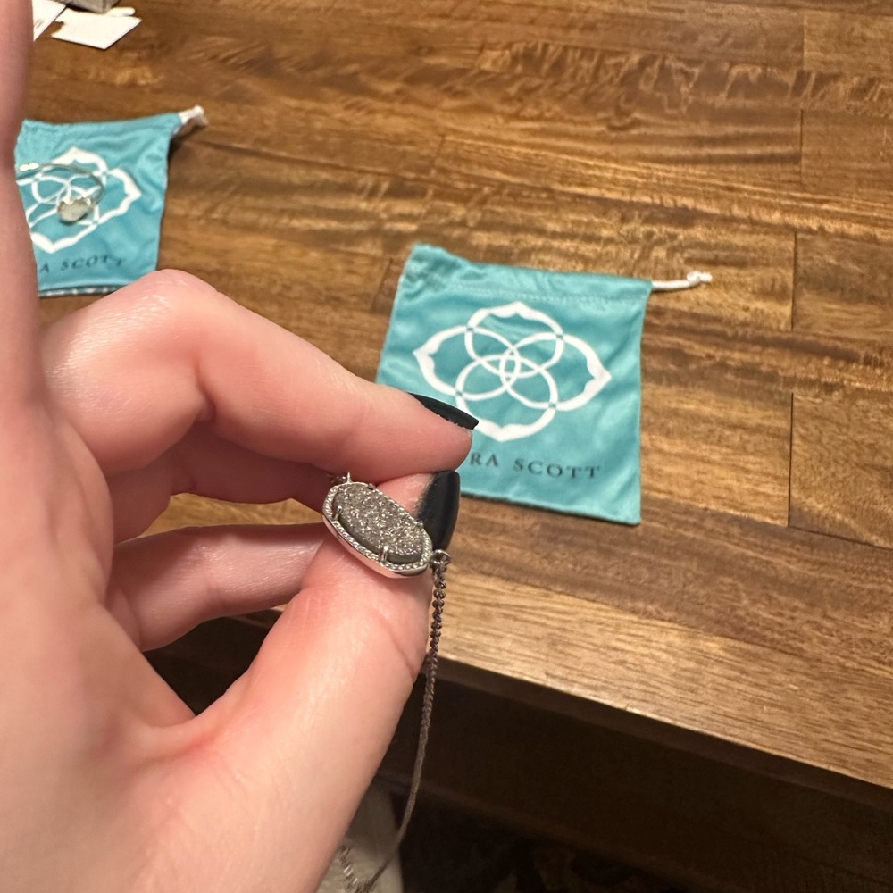 Kendra Scott Silver and Black Pendant Necklace